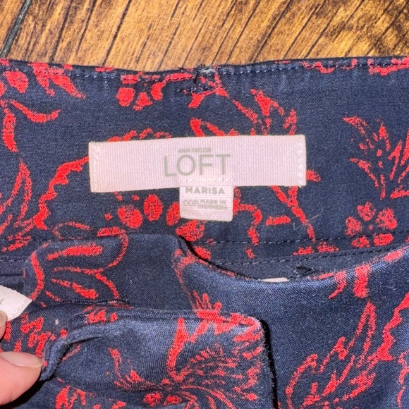 LOFT Red and Black Floral Pants - Picture 2 of 3